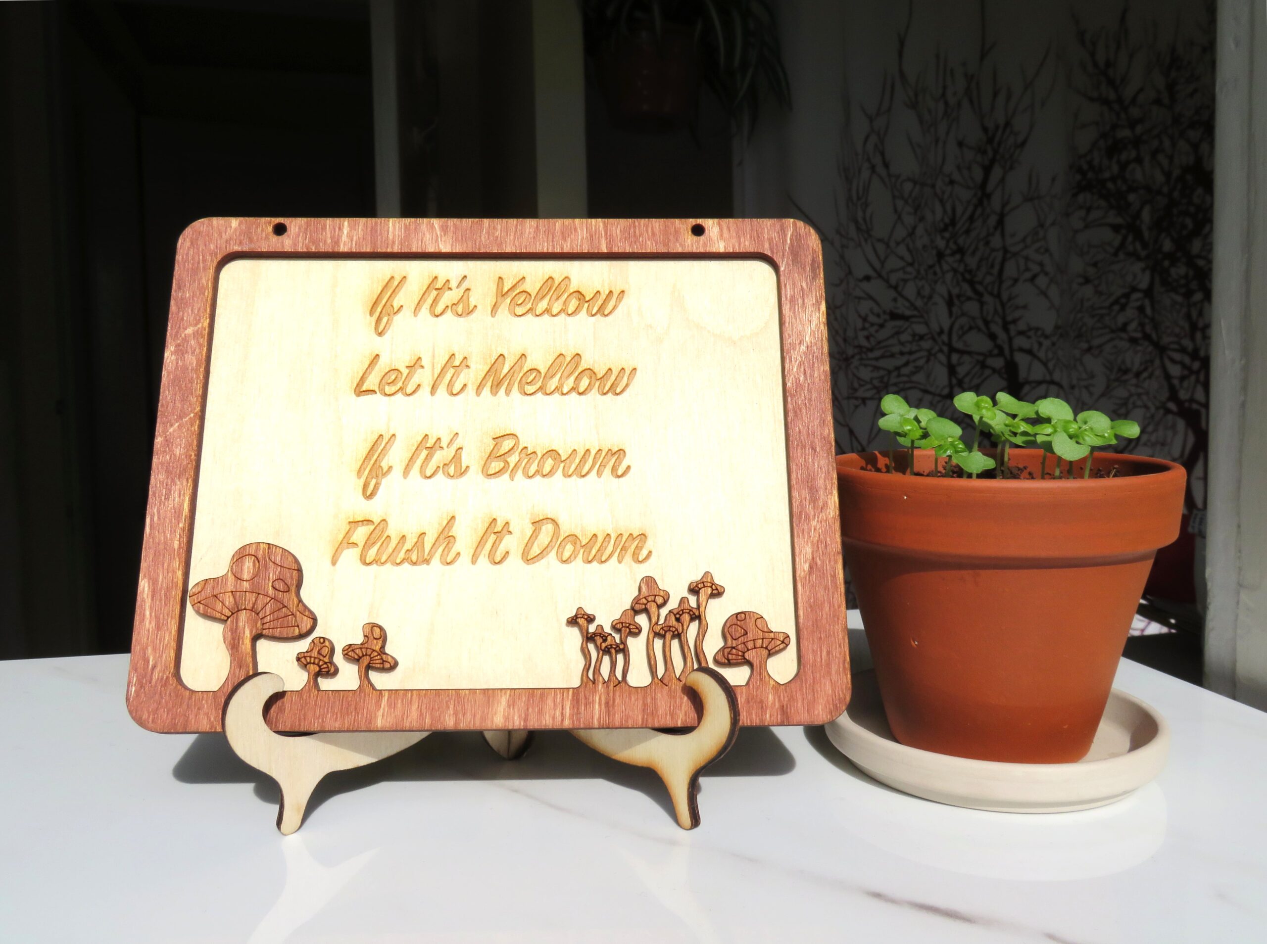 Bathroom Sign - Funky Mushroom Design