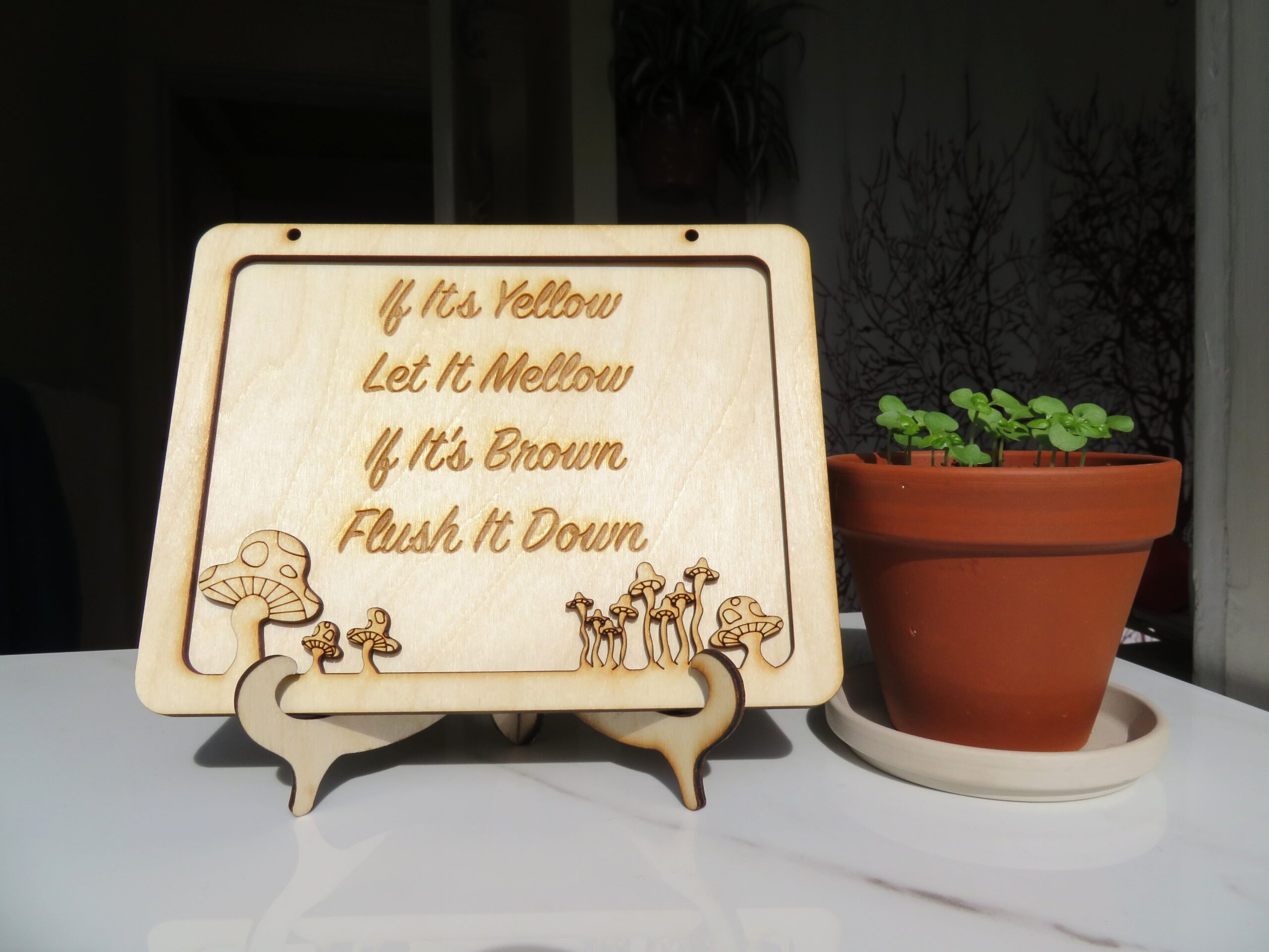 Bathroom Sign - Funky Mushroom Design